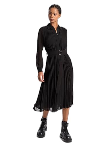 Michael Kors Women's Pleated Shirt Dress, Black,...