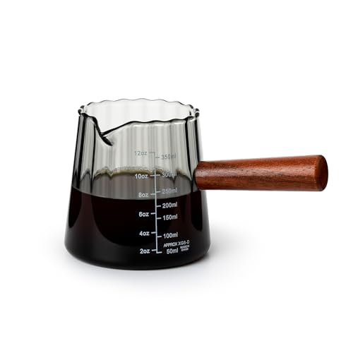 Vaso Medidor de Vidrio 350 ml con Asa de Madera Gris