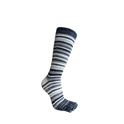 Calcetines de 5 dedos de 3 pares de calcetines de dedo para hombres, largos, tallas grandes, de algodón, con rayas coloridas, compresión, deporte, fitness, alegres, divertidas, con 5 dedos