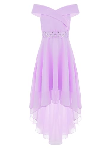 Kids Flower Girls Elegant Chiffon Off Shoulder Bridesmaid Wedding Dress Birthday Party A Line Evening Dress