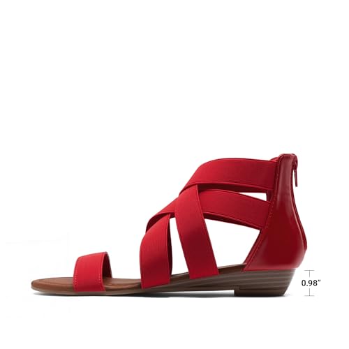 Image of DREAM PAIRS Women's Elastic Ankle Strap Sandals Gladiator Strappy Low Wedges Sandals