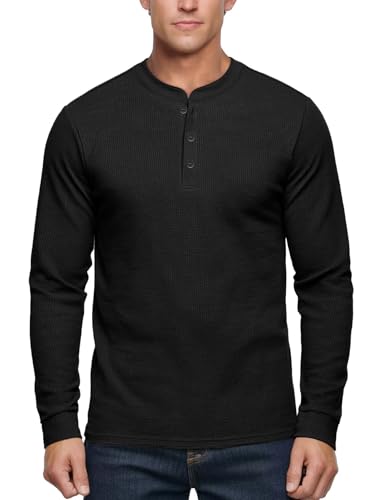 Zengjo Mens Henley Long Sleeve Tee Shirts(Black,S) | Amazon.com