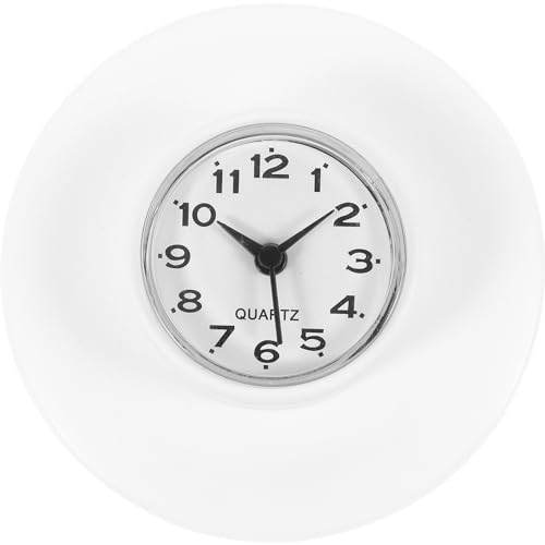 Amosfun Reloj De BañO Impermeable con Ventosa, Reloj De Pared para Y Cocina, DiseñO Moderno Sin Batería, Espejo De Vidrio