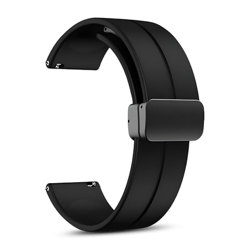 Image of GameSir 22mm Smartwatch Strap | Soft Silicone Magnetic Lock Replacement Band Compatible with Noise ColorFit & All 22mm Lug Watches | Flexible, Sweatproof & Fashion Design Strap (Black)