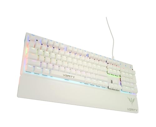 Image of VERITY Eclipse RGB Mechanical Gaming Keyboard with Ergonomic Comfortable Design, Responsive Mechanical Keys & RGB Backlit Lighting for Office, PC, Laptop and Mac Gaming and Daily Use (White)