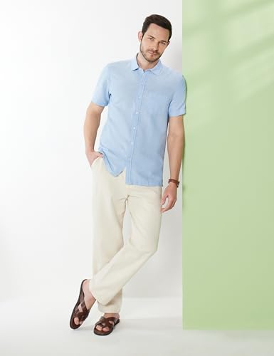 Image of Symbol Premium Men's Cotton Linen Casual Shirt - Regular Fit | Half Sleeve (Available in Plus Sizes)