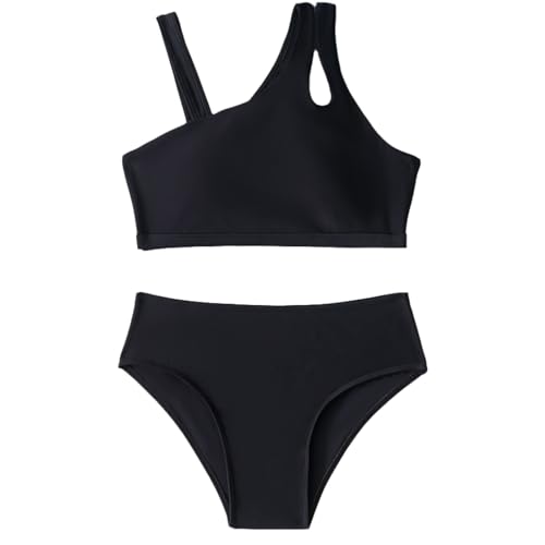 European and American Children's Two Bikini Swimsuit for Girls Black Beach Swimsuit Girl Long Sleeve