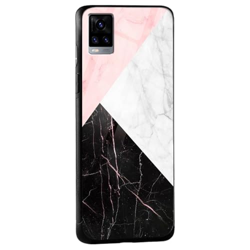 Image of COLORflow Back Cover Compatible with Vivo V20 | Beautiful Marble Black White Pink | Shockproof TPU Bumper Cover with Camera Protection Back Cover Compatible with Vivo V20