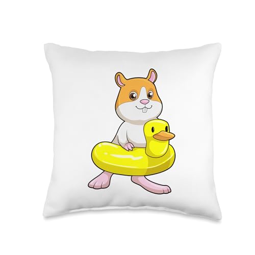 Hamster Swimming Inflatable float Summer Throw Pillow