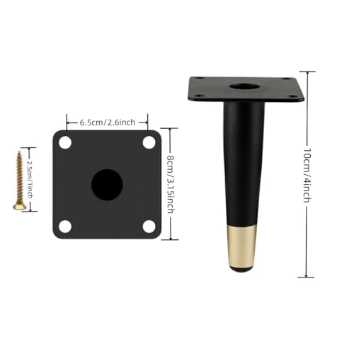 MEETOZ 4 inch / 10cm Furniture Legs Setm,4PCS Metal Cabinet Legs,With screws,with Rubber Floor Protectors - Image 2