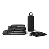 Amazon Essentials Ultraleichte Kompressions-Packwürfel mit Reißverschluss, 6er-Set, Schwarz