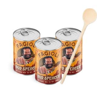 Bud Power- Bud-Spencer-Bohnen Tex Mex fertig zum Probieren 3x 400gr + tranditionellem Holzlöffel