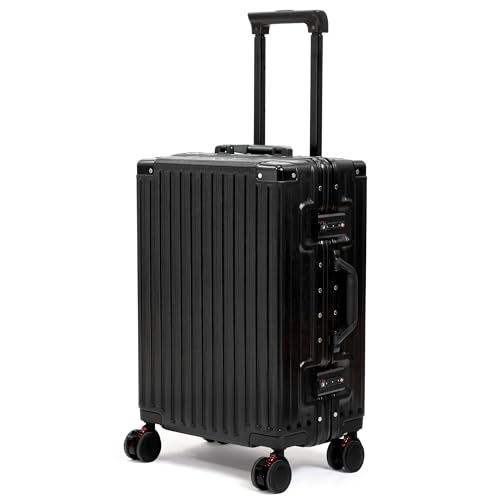 VentureVault equipaje facturado con marco de aluminio, veliz rígida de PC con ruedas giratorias y bloqueo TSA, veliz grande para viajes, Negro...