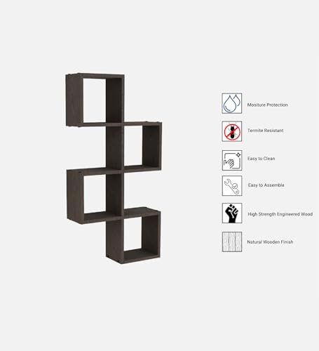 Image of Aura Multipurpose Modular Wall Racks /Shelves /Organiser /Decor Particle Board Wall Shelf (Number of Shelves - 7, Brown)