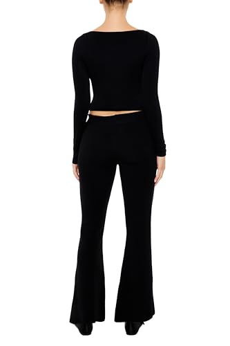 Forever 21 Women's Sweater-Knit Mid-Rise Flare Pants4