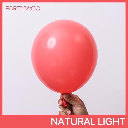 Image of PartyWoo Coral Balloons 100pcs Different Sizes of 36 18 12 10 5 Inch Pastel Red Coral Pink Latex Balloon Arch Kit Garland for Wedding Anniversary Birthday Summer Themed Party Decorations Red-Q11