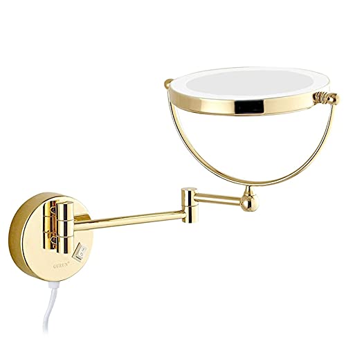 Miroir de rasage mural extensible or pour une routine de soins fluide et nette