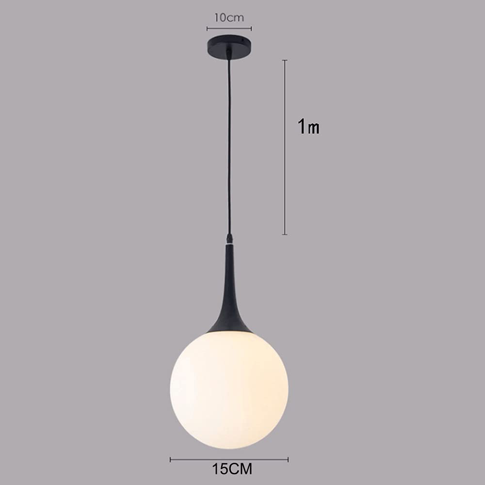 Lampa wisząca z białą kulą, metalowa lampa wisząca ze szklanym kloszem, oprawa oświetleniowa E27, kuliste lampy wiszące przy łóżku, nowoczesne żyrandole do jadalni