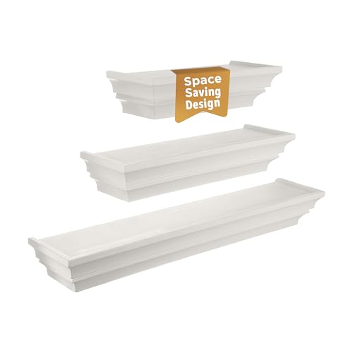 Kiera Grace Madison Classic Crown Molding Floating Wall Shelves, Robust