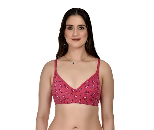 Image of Full Coverage Non Padded Wire Free Daily Use Regular Printed Bra for Women and Girls in Multicolor