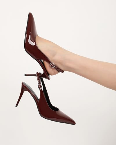 Image of YODEKS Women's Slingback Heels Pointy Toe Buckle Strap Pump Sandals Close Toe Stiletto High Heel Pumps Wedding Bridal Party Prom Shoes