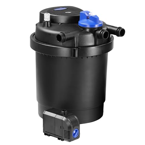 GARDEBRUK® Filtre de bassin à pression avec pompe 16L set complet 2000 L/h 11W lampe UVC fonction dérivation bypass filtre UV-C intégré étang mare