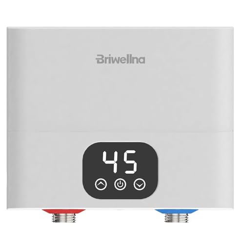 Briwellna Chauffe-eau électrique instantané sans réservoir 5,5 kW 220 V, chauffe-eau instantané avec affichage numérique pour évier de cuisine, salle de bain, comptoir, dessous, maison, intérieur