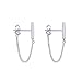 Minimalist Bar Earrings with Chain Sterling Silver Thread Earrings Gold Dangle Earrings for Women