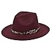 OIUHJN Inghilterra Cappellino Panama-Fedora con cintura leopardata ampia fibbia cappelli per donne uomo Cap La, Vino, Taglia unica