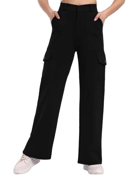 Image of Broadstar Women High-Rise | Straight Fit | Comfort Fit | Super High- Rise |Stretchable | Cargo Trousers