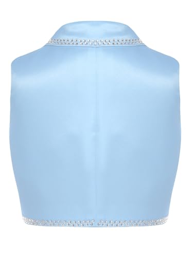 Sywiyi Girls Formal Suit Vest Crop Tops Lapel Button Down Flower Waistcoat Outerwear Jacket Dress Coat4