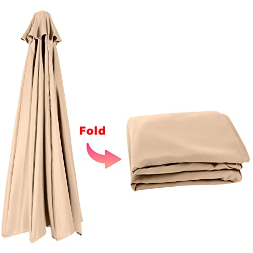 Abccanopy 10Ft Outdoor Umbrella Replacement Top Suit 8 Ribs (Beige) #TOP3