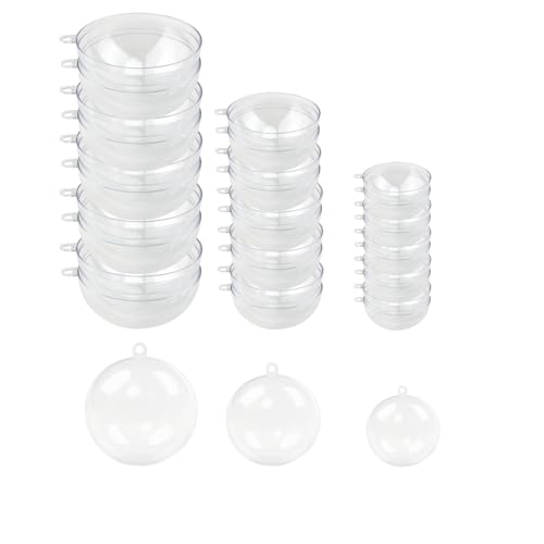 FLZOOY 30 Pack Plastic Fillable Ball Ornaments Transparent Decoration Ball