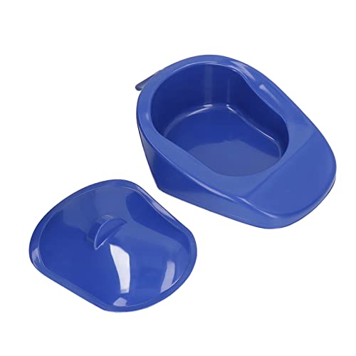 Fafeicy Robuste Tragbare Bettpfanne aus Kunststoff, Bettpfanne für Bettlägerige Patienten mit Deckelgriff für Schwangere Frauen (Dunkelblau)