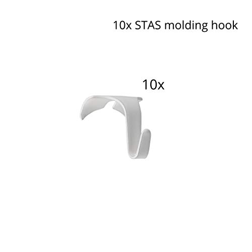STAS Molding Hooks for Picture Rails - 10 Pack, White