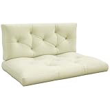 Outsunny Ensemble de 2 Coussins pour canapé Palette 2 Places Grand Confort dim. 120L x 80l x 12H cm Polyester crème