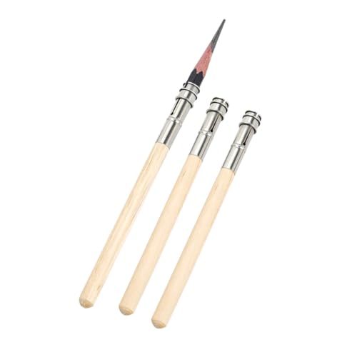 Kit 3 Extensor de Lápis em Madeira Natural Ajustável kit com 3 peças