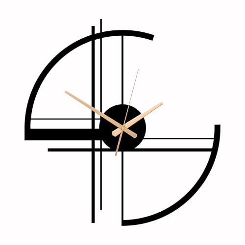 HYRCA Modern Abstract Metal Wall Clock, Unusual Minimalist Steel Decorative