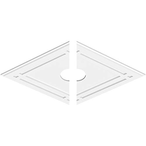 Image of Ekena Millwork CMP38X25DD2-05000 Diamond Architectural Grade PVC Contemporary, Two Piece Urethane Ceiling Medallions 38 inchW x 25 3 /8 inchH x 5 inchID x 13 1 /4 inchC x 1 inchP
