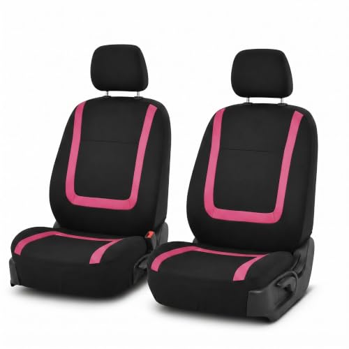 Image of FH Group Car Seat Covers Front Set in Cloth - Car Seat Covers for Low Back Car Seats with Removable Headrest, Universal Fit,Automotive Seat Covers,Washable Car SeatCover for SUV,Sedan,Van Pink