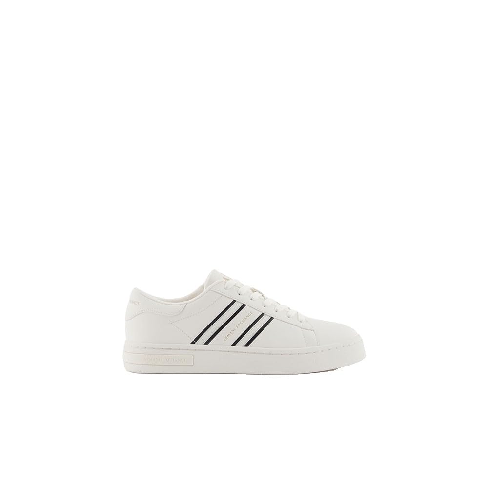 Armani Exchange Women London, Side Stripes, Color Contrast Sneaker, Black Off White, 7 UK