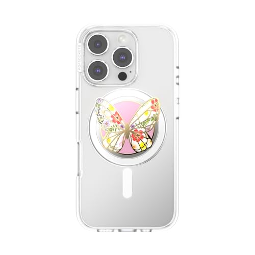 Image of PopSockets Phone Grip for MagSafe, Magnetic Holder, Phone Stand, Enamel - Enamel Mariposa Bloom
