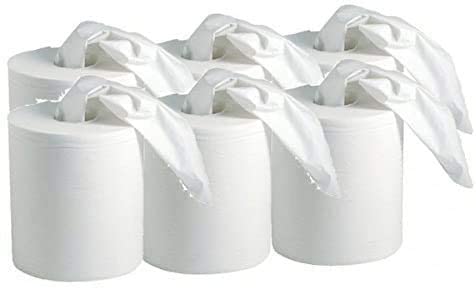 Bobine Essuie-mains - Dévidage Central - Pure Ouate 2x18g/m² - Pack De 6 Bobines - 450 Formats - Dimension 20x24cm - Sf20502 - Fabricant Français Cover