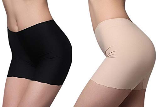 ELEG & STILANCE Cotton Cycling Shorts for Women Cycling,Jogging, Yoga Short/Tight, Pants (88TY) (Black & Skin) Size (28 Till 30) Pack of 2 Assorted