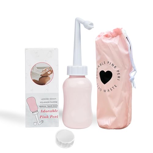 Image of Adorable Pink Peri Bottle - Perineal Recovery Postpartum Care and Cleansing Hospital Essentials After Childbirth Labor Personal Hygiene Bidet + Angled spout Large 360 ml (12 oz)