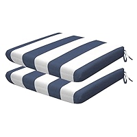アウトドア寝具 Pasand Cotton Stripe Seat Cushion Blue White stripe outdoor Tufted Seat Cushions (2) With Ties