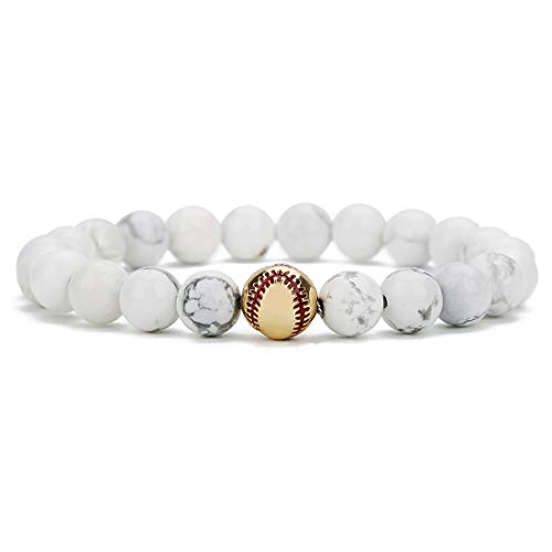 Pulsera deportiva de cuentas de piedra de lava y howlite blanco miniatura 4