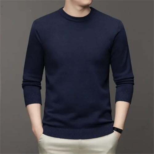 Men’S Round Neck Long Sleeve Solid Color Sweater Soft Warm Comfortable Casual Autumn Winter Pullover3