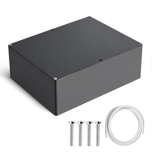 Therlan Caja de derivación negra resistente al agua IP65, caja de conexiones electrónica, color negro, caja de distribución exterior, impermeable, caja de plástico ABS, caja de conexiones de plástico,