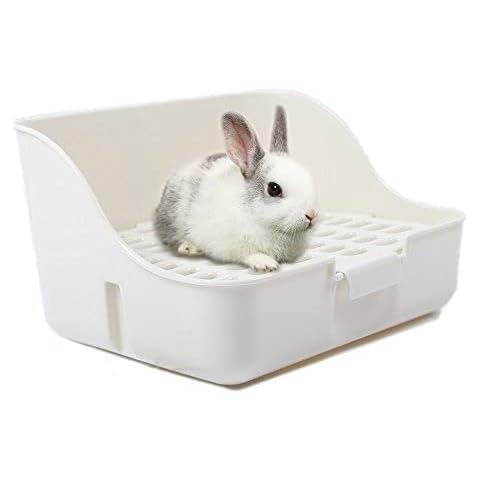 MSYU Rabbit Cage Litter Box Easy to Clean Potty Trainer for for Small Animal/rabbit/guinea Pig/ferret/(white) Cover